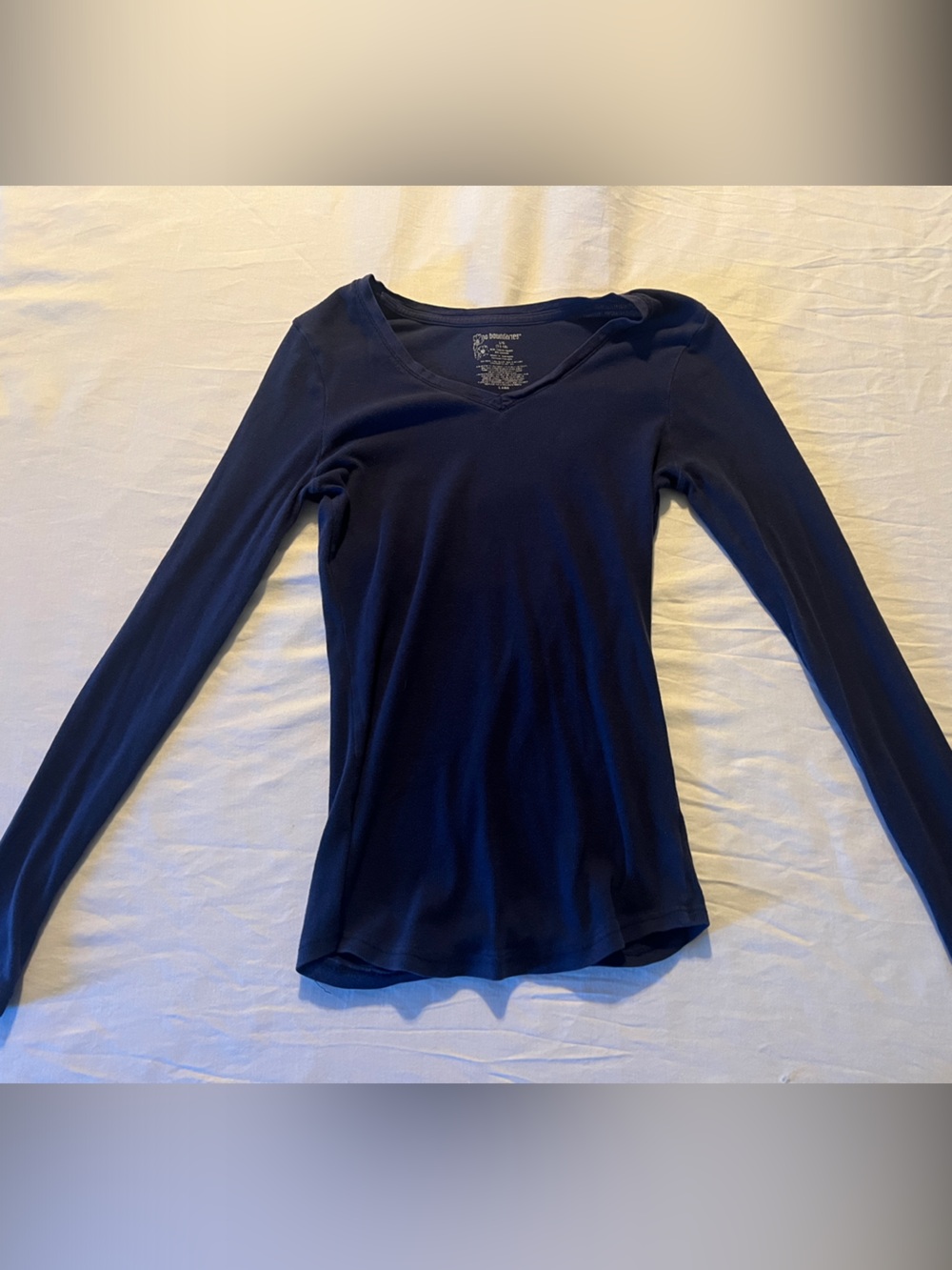No Boundaries Navy Long Sleeve V-Neck Top